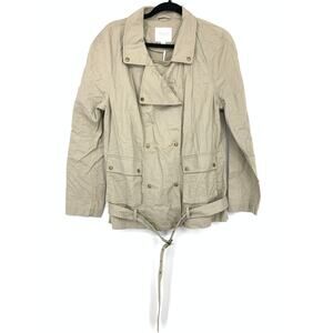 Piperlime Collection Short Trenchcoat Womens Size Medium Tan Belted Hem Pockets